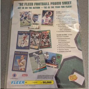 Fleer Promo Sheet Unisex OS Multi 1992 Football Card Fleer Ultra Limited Edition